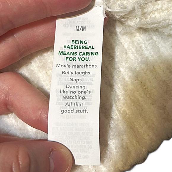 Aerie Women’s Soft Chenille V-Neck Sweater White Textured Knit Size M Oversized - Picture 6 of 11